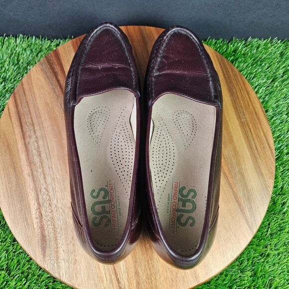 SAS Simplify Moc Toe Comfort Slip On Loafer Leather Burgundy Wine Women's 9.5 N - Picture 8 of 10